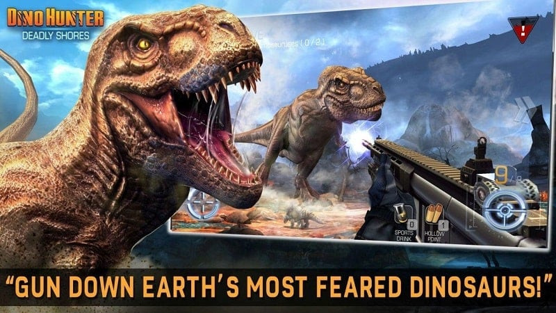 Exploring the dinosaur world in Dino Hunter: Deadly Shores MOD APK