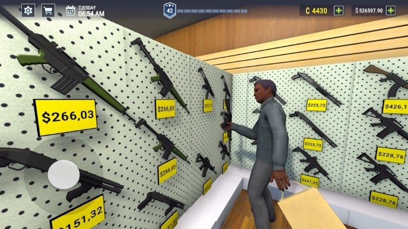 Diverse weapon selection in Gun Shop Simulator 3D Shooting