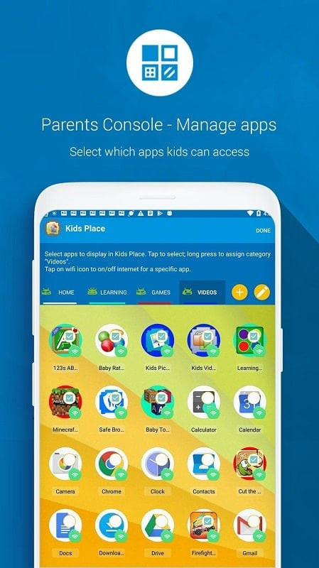 Kids Place app controlling app access