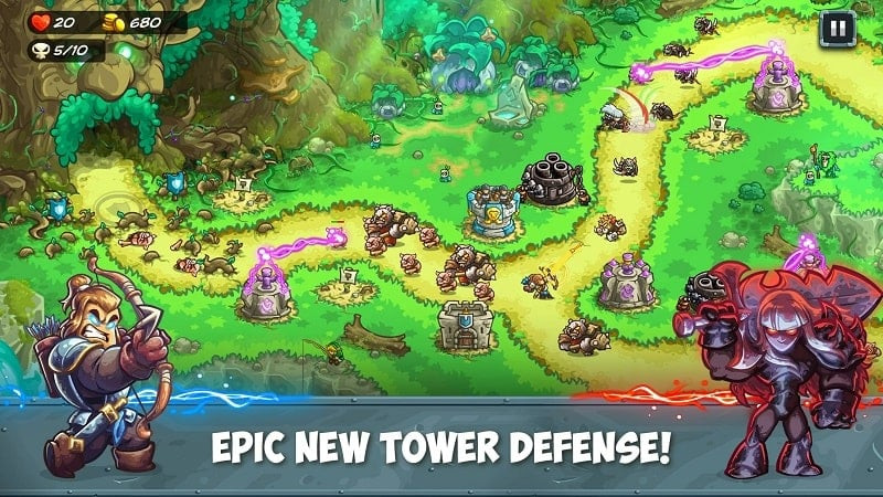 Kingdom Rush 5 MOD APK screenshot showing gameplay