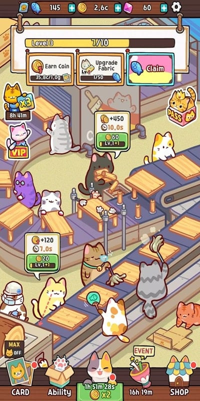 Kitty Cat Tycoon MOD APK screenshot showing gameplay