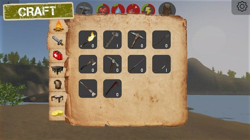 Gathering resources in Last Island MOD APK