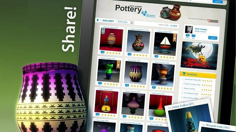 Let's Create Pottery pattern selection screenshot