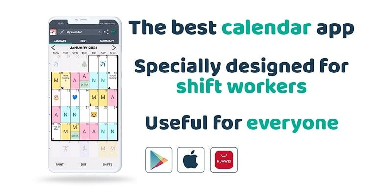 Lịch làm việc trên Work Shift Calendar