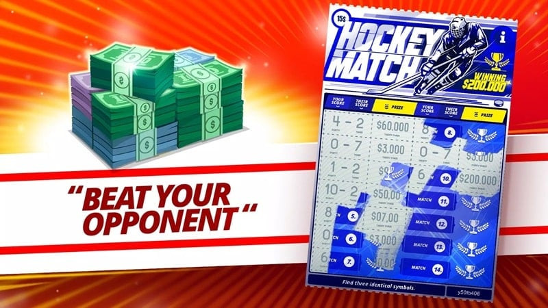 Scratching a lottery ticket in Lottery Scratchers on Android