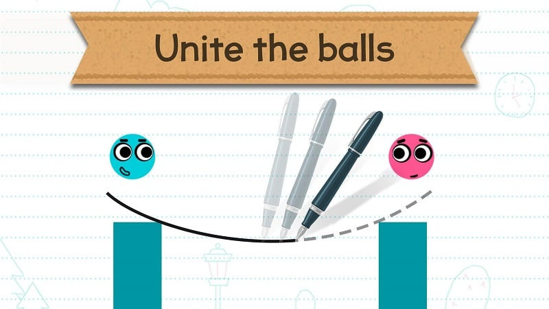 Love Balls level screenshot with drawn lines