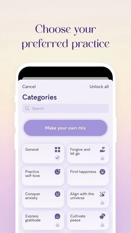 Loving Kindness MOD APK practice options