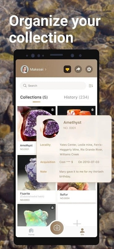 Storing rock information with Rock Identifier: Stone ID MOD Android