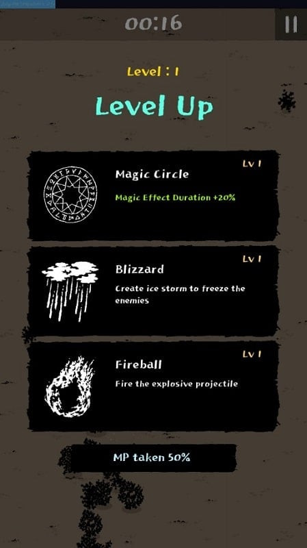 Magic Survival upgrade menu screenshot