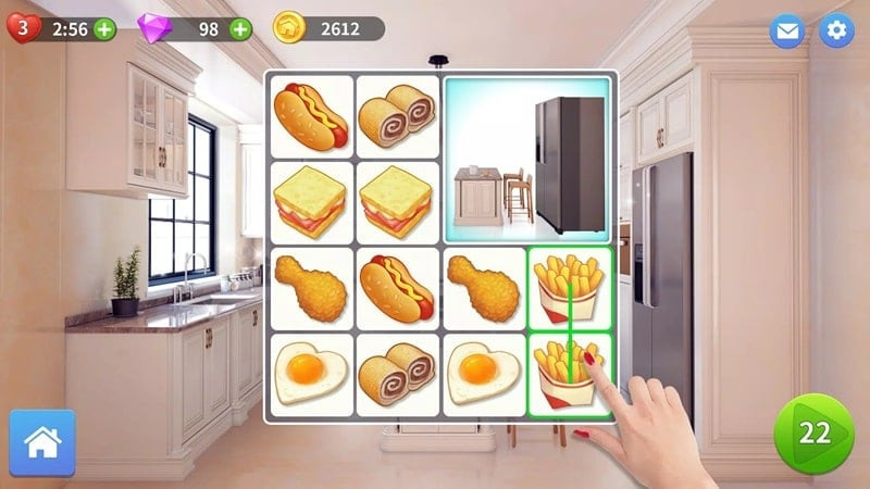 Makeover Connect MOD APK gameplay with matched items