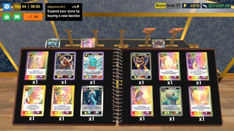 Close-up of a rare card in TCG Card Mart Simulator