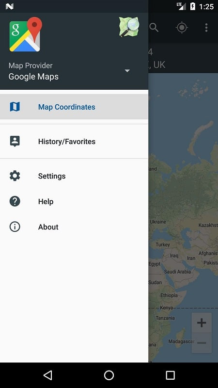 Map Coordinates MOD APK map view