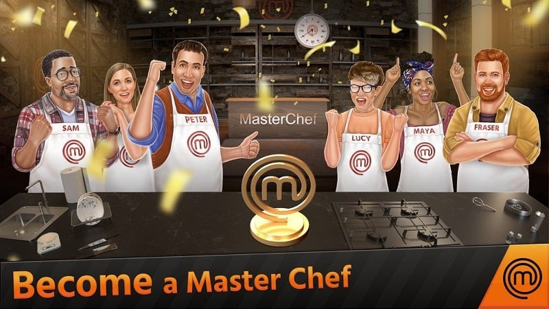 The MasterChef logo on a red background, showcasing the professionalism and appeal of the competition.