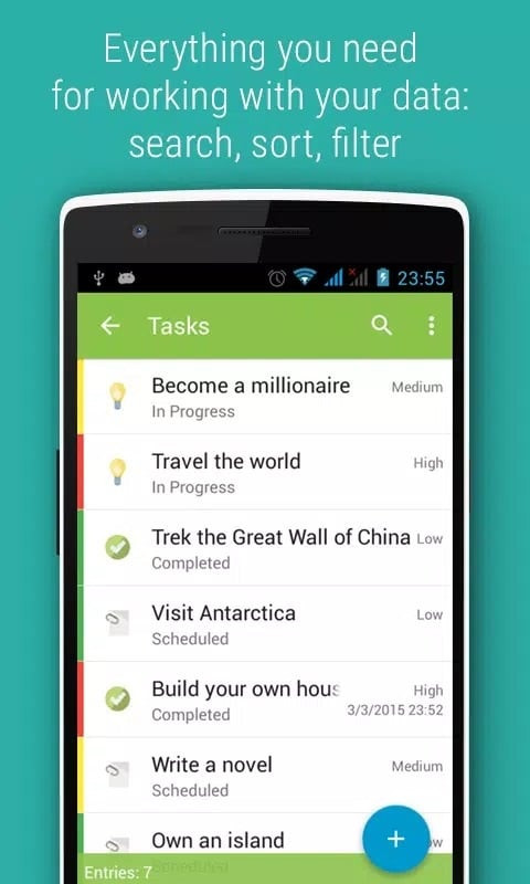 Adding tasks in Memento Database MOD APK