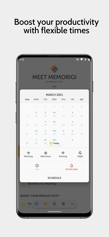 Memorigi for various activities