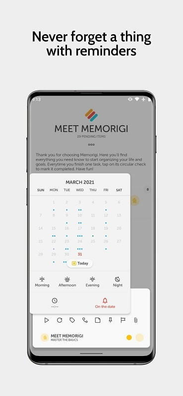 Memorigi notification example