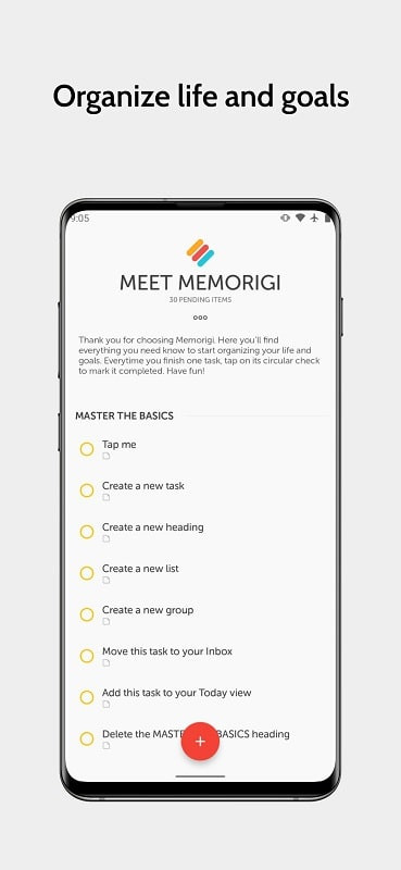 Memorigi app interface