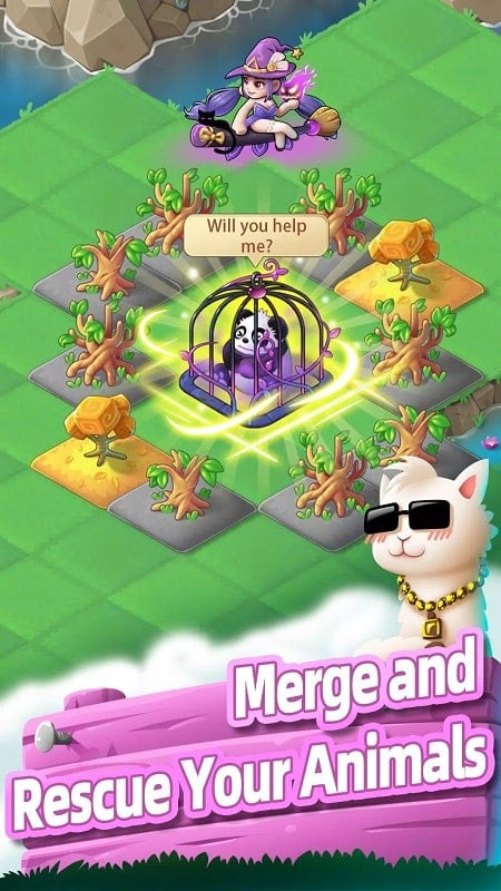 Puzzle gameplay in Merge Animals