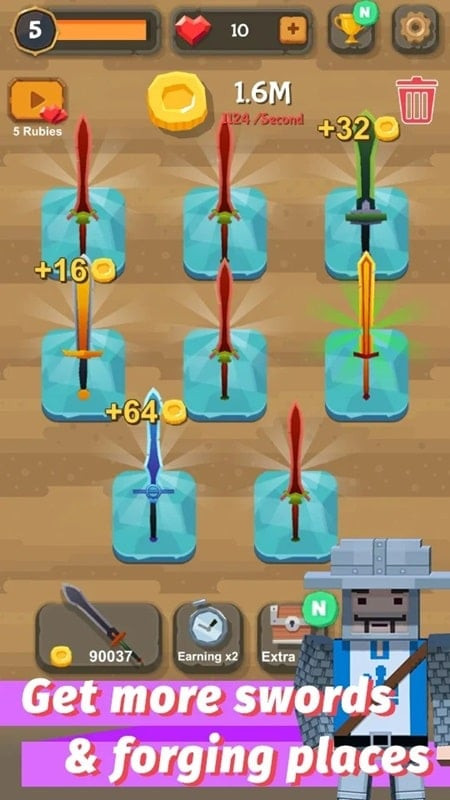 Merging swords in Merge Sword MOD APK