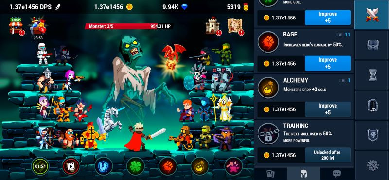 Monster Crush: RPG Idle Merge heroes battling