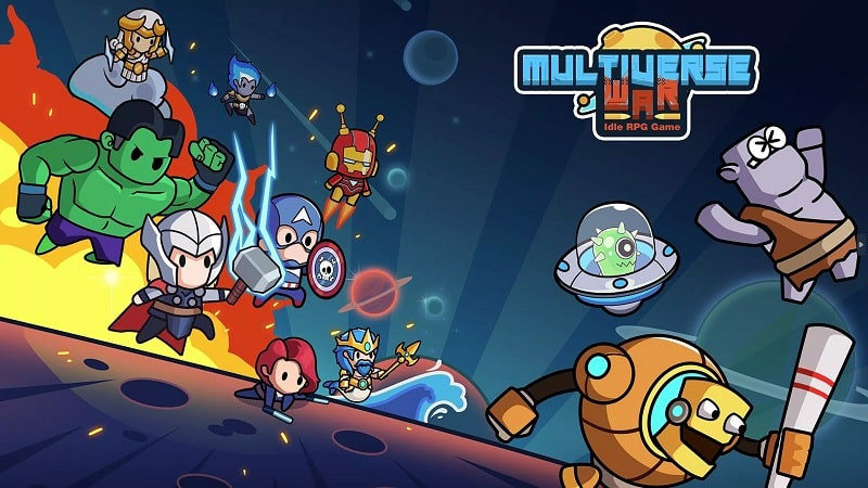 Multiverse War - Hình ảnh hiển thị giao diện game với các nhân vật chiến đấu