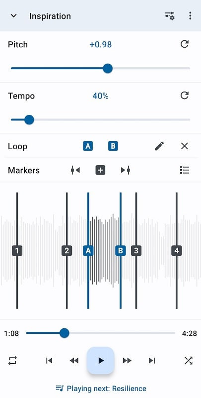 Pitch adjustment feature in Music Speed Changer MOD APK