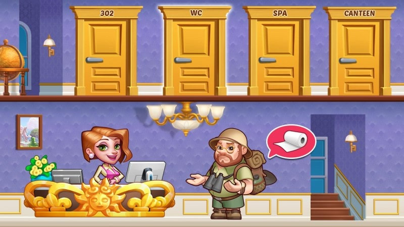 Nâng cấp khách sạn trong Hotel Craze Cooking Game