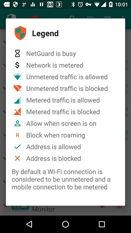 NetGuard MOD APK screenshot showcasing its user-friendly interface