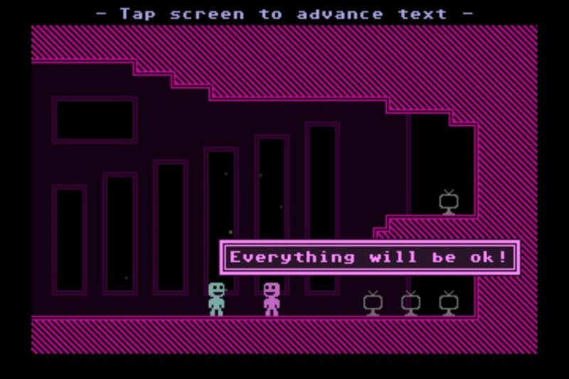 VVVVVV Character Traversing Obstacles