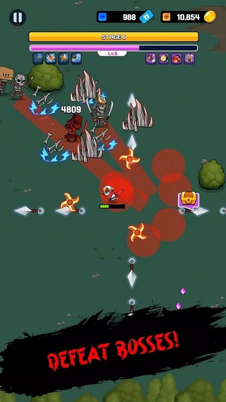 Ninja Survivor.io - Battle scene with monsters