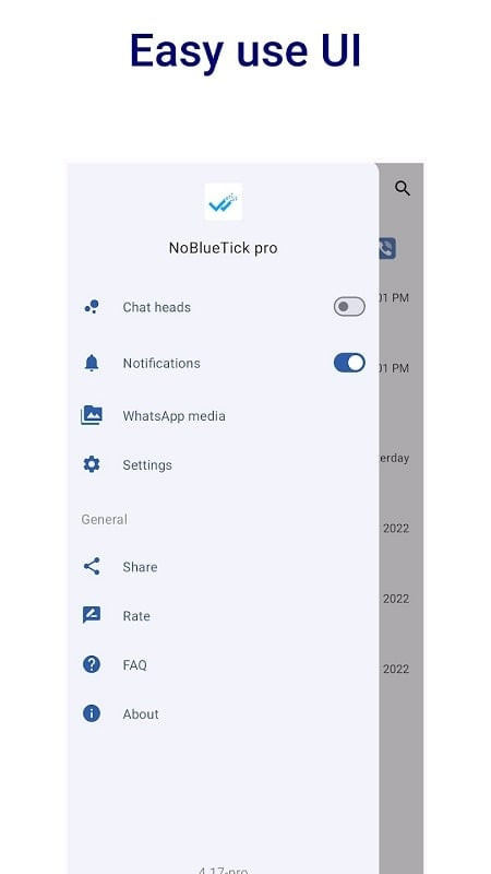 NoBlueTick easy-to-use interface