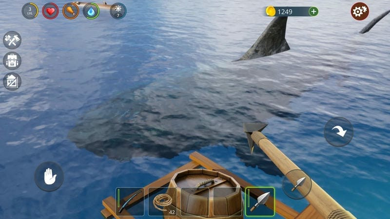 Oceanborn gameplay showing a shark attack