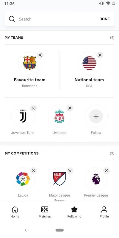 OneFootball app displaying personalized content