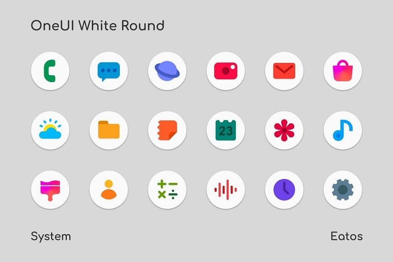 OneUI 3 White Round Icon Pack on Android device