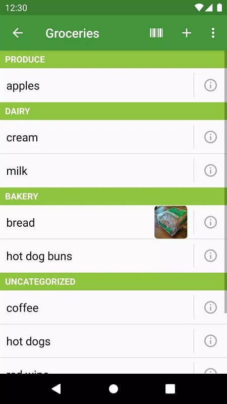 Our Groceries Shopping List Mod APK Interface