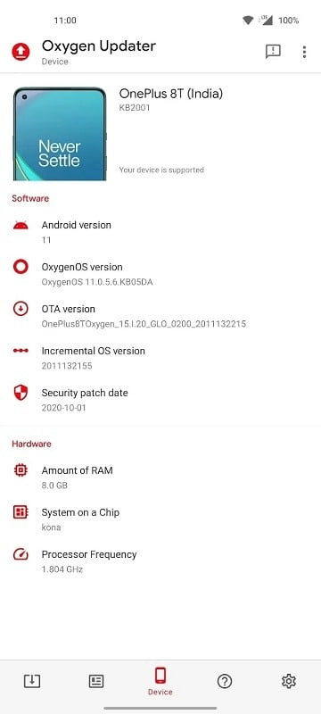 Oxygen Updater MOD APK - Device Specifications