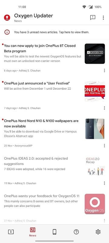 Oxygen Updater MOD APK - OnePlus and Oxygen OS News