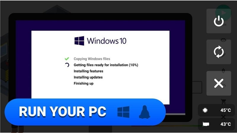 PC Creator MOD APK screenshot showing computer repair