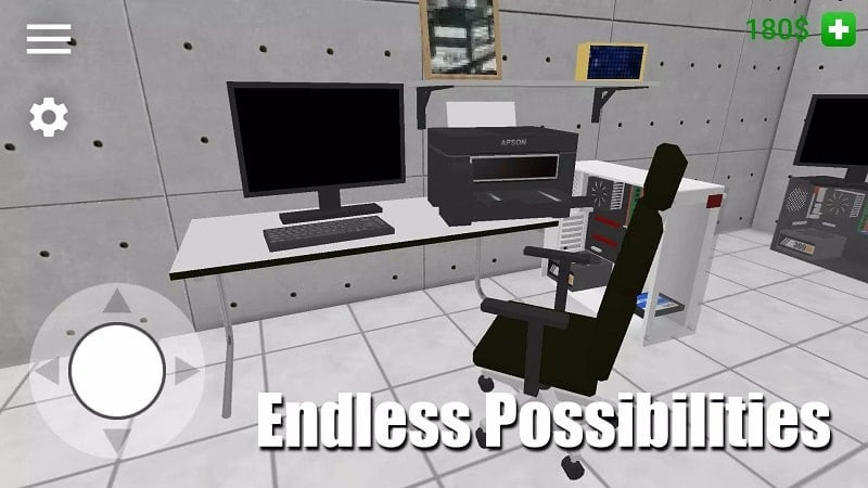 PC Simulator APK workspace setup screenshot