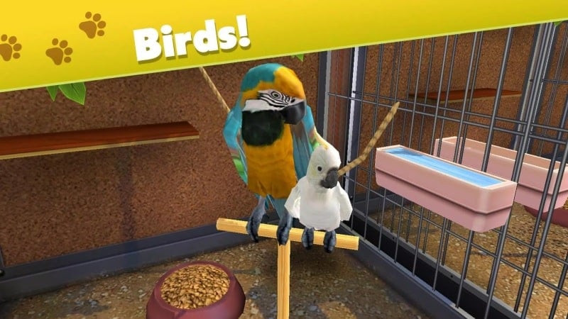 Pet World APK screenshot showing animal care