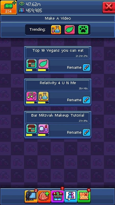 PewDiePie's Tuber Simulator interface screenshot