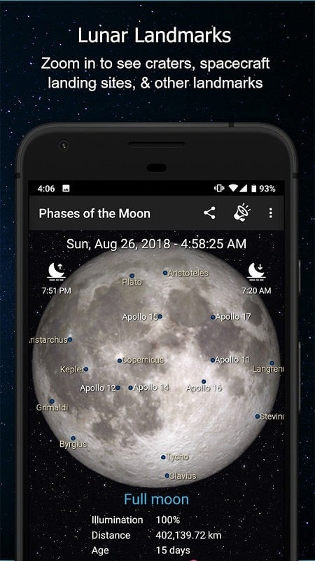 3D Moon simulation in Phases of the Moon Pro