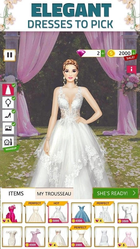 Fashion accessories in Super Wedding Dress Up Stylist mod free