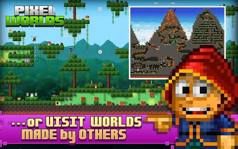 Trading and interacting with the community in Pixel Worlds MMO Sandbox