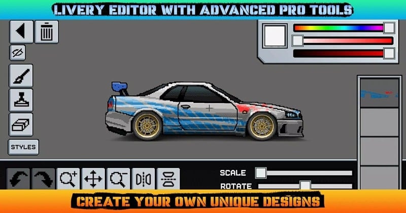 Pixel X Racer car customization screenshot