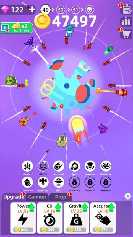 Planet Smash MOD APK features screenshot