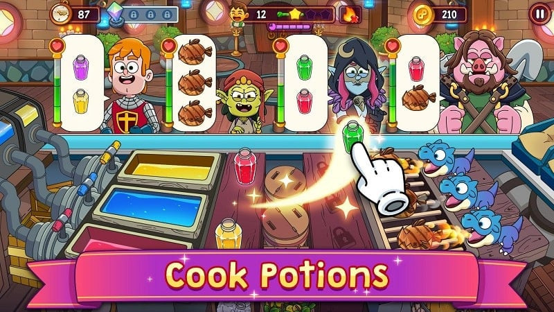 Potion Punch 2 gameplay screenshot showing food preparation