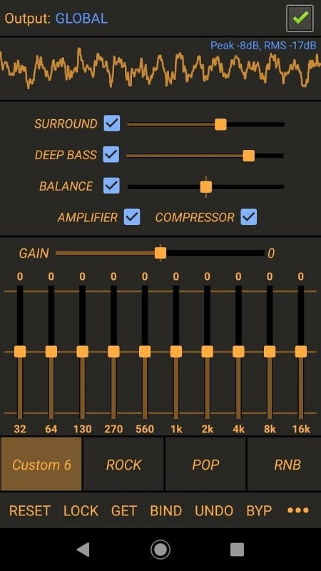 Power Audio Equalizer FX customization interface