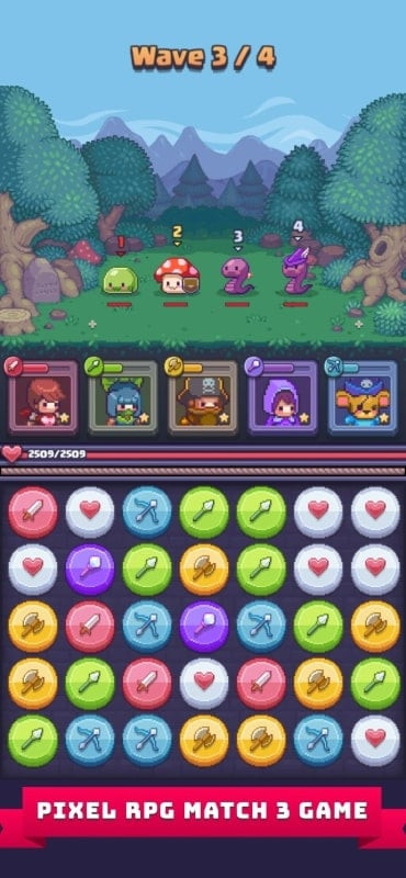 Puzzle Heroes MOD APK battle screenshot