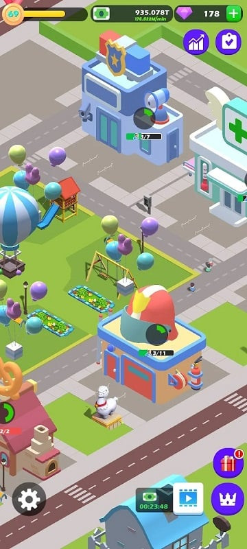 Managing your city in Idle Fantasy Town Tycoon